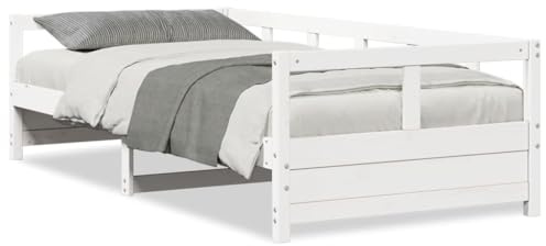 Mhdvray Tagesbett 80x200 Kiefer massiv Weiß, Daybed mit Lattenrost, platzsparendes Gästebett Sofa für Wohn- und Schlafzimmer, einzeln nutzbar