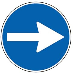 M-ITALY CARTELLO IN LAMIERA SCATOLATA DISCO diametro 60 cm - Direzione obbligatoria a destra - SEGNALE CATARIFRAGENTE (Classe 1)