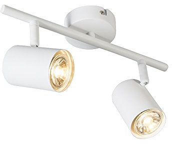 Qazqa - Modern Moderner Spot I Spotlight I Deckenspot I Deckenstrahler I Strahler I Lampe I Leuchte weiß kippbar - Jeana 2-flammig I Wohnzimmer I Schlafzimmer - Stahl Länglich - LED geeignet GU10