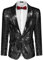 Coofandy Herren Glänzende Pailletten Jackett Blazer mit einem Knopf Smoking für Party, Hochzeit, Bankett, Prom Mittel Schwarz
