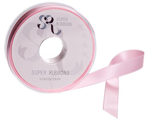 SR Super Ribbons®™- Full Reel 3mm Double Faced Satin Ribbon, 50 Metres on Reel - Baby Pink