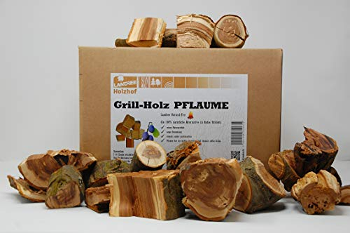 Landree® Pflaume Grill-Holz 3,5KG - Wood Chunks Natural-Fire - 100% Natur statt Holzkohle