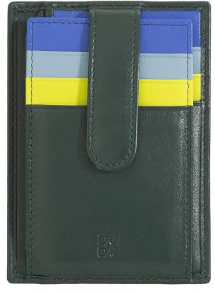 DUDU Porta Carte di Credito in Pelle Multicolore Sottile Slim Uomo Donna con 9 Slot e Chiusura di Sicurezza Mangrove
