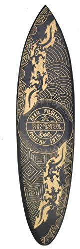 Interlifestyle Deko Surfboard Bintang aus Holz 100cm mit Bier Pilsener Motiv Deko Surfbrett