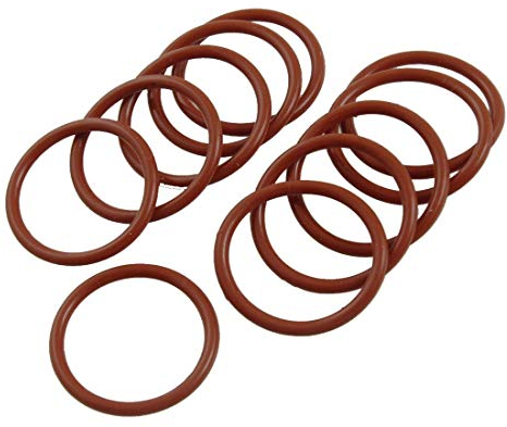 25 mm x 2 mm O-Ring aus Silikon Dichtscheiben Öldichtung mit Ösen, Rot, 10 Stück