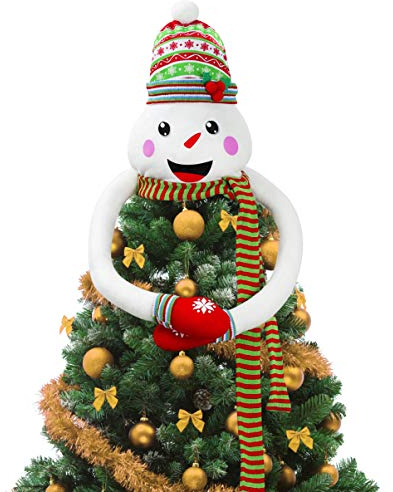 Schneemann-Weihnachtsbaum-umarmer Baumkrone Christbaumspitze Schneemann Christbaumspitze Beleuchtet Weihnachtsbaumspitzen Schneemann-baumspitze Schneemann-umarmer Hut Weihnachten