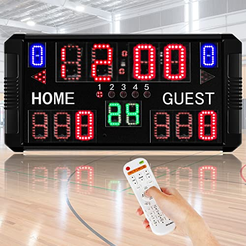Spolehli LED Scoreboard Digitale Multisport Scoreboard mit Fernbedienung Indoor & Outdoor Tragbare Tischanzeigetafel für Basketball Volleyball (Scoreboard)