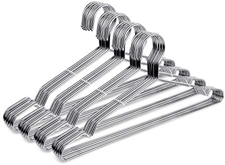 Fayleeko Robuste Edelstahl-Kleiderbügel, 40 Stück, 45 cm, ultradünn, platzsparend, silberfarben