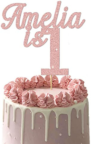 Personalised Cake Topper Custom Happy Birthday Cake Decoration with Any Name Any Age 1 2 3 5 10 13 16 18 21 30 (Rose Gold)