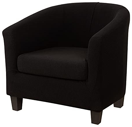 Polar-Fleece-Sesselbezug Stretch Sesselschoner Elastisch Sesselhusse Sesselüberwurf für Stuhl Clubsessel Husse Cocktailsessel Schonbezüge Tullsta Stuhl Sofahusse Waschmaschinenfest(Schwarz,1 Stück)
