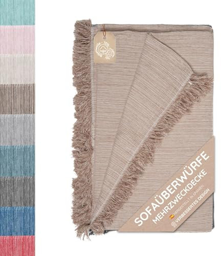 Couvre-lit multi-usages: Plaid Sofa, Plaid Foulard, Couvre-canapé, Foulard pour canapés en coton et autres fibres. Fabriqué en Espagne. Housses de canapé (Brun clair, 230x260cm.)