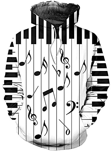 Herren Gedruckt Langarm 3D Gedruckt Klavier Tastatur Männer Hoodie Casual Bequem Sweatshirt/Hoodie Kleidung M