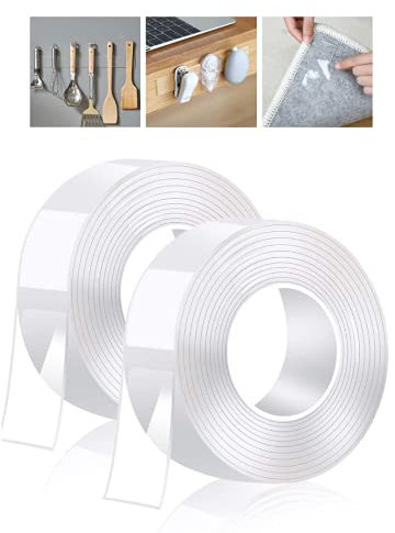 6M Ruban Adhésif Nano Réutilisable. Nano Tape Ruban adhésif Lavable sans Traces. Multifonctionnel Traceless Double Face Adhésif Anti-Slip