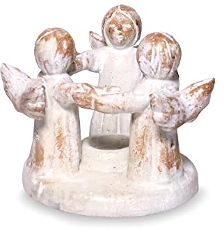 Freundeskreis, Freundschaftskreis mit 3 Engeln aus Ton, Kerzenständer Handmade aus Mexiko