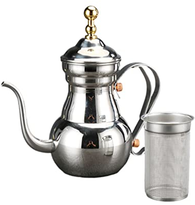 Zerodeko Vintage Turkish Tea Pot Arabic Coffee Pot Espresso Teapot Decorative Serving Tea Kettle Copper Coffee Pot for Home Restaurant