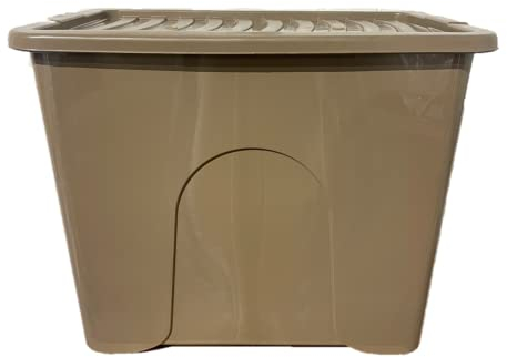 Large 80L Storage Box Plastic Storage Boxes with Lid, 80 Litre Capacity, Durable Home and Office Solution, Coloured Box for Toys, Room, Garage - Exclusive to Amazon (Clear with Black Lid, 3)