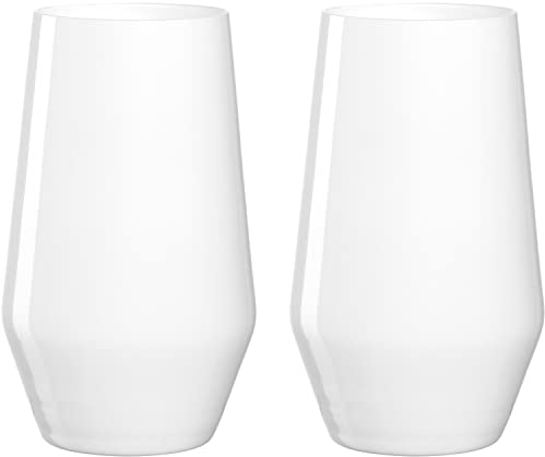 Leonardo Etna Trink-Gläser 2er Set, spülmaschinenfeste Cocktail-Gläser, White Edition aus Glas, Saftglas, Wasser-Glas, Tasting-Set weiss 365 ml 026656