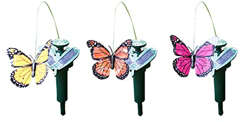 Gartendekoration Solar Fliegende Schmetterlinge von Batteriebetriebene Fliegende Schmetterlinge,Tanzender fliegend Solar Schmetterling für Garten Balkon Deko (Schmetterlinge)