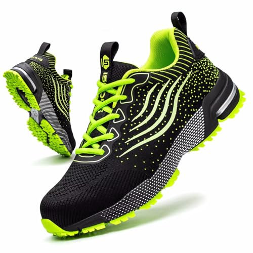 CYKYGGO Chaussures de Sécurité Hommes Femme Chaussures de Travail Légère Confortable Basket Securite Embout Protection Acier Cuisine Vert 40