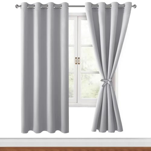 Hiasan Verdunklungsvorhänge Gardinen mit Ösen,Silver grau Blickdicht Vorhänge,2 Stück,140 x 175 cm (Breite x Höhe),weiche Schiebevorhänge für Schlafzimmer,Wohnzimmer usw.