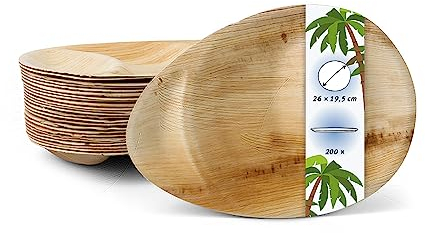 onlyleaf Piatti di Foglia di Palma a Scomparti 26 x 19,5 cm Stoviglie Monouso a Forma di Goccia I Piatto Menu Monouso a 3 Scomparti I Piatti Monouso per Feste Piatti di Palma 200 Pezzi