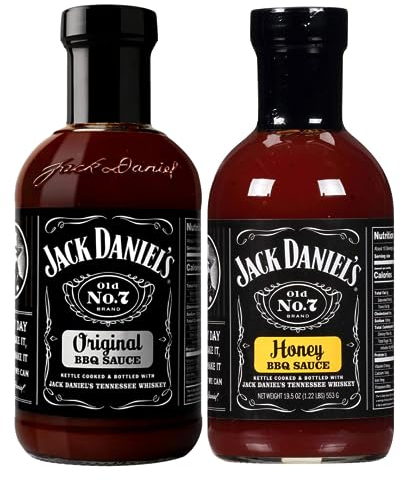 BBQ Sauce Bundle with Jack Daniel's Original BBQ Sauce 553g and Jack Daniels Honey BBQ Sauce 553g (2 Pack)