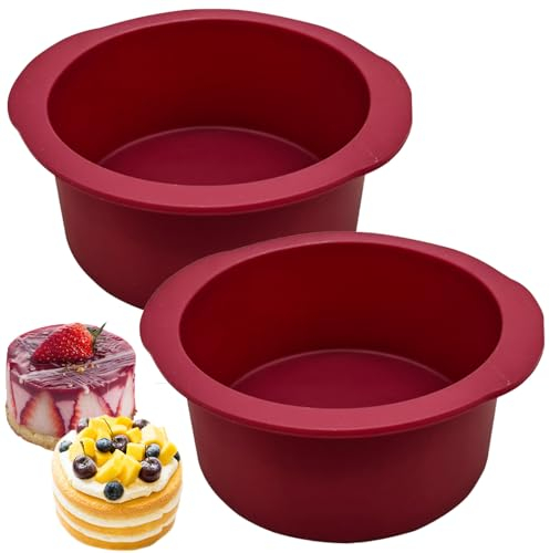 Mlying 2 Stück Silikon Kuchenform Rund, Antihaft Klein Backform 10cm, Silikonform für Kuchen, Käsekuchen und Brote (Rundform-2pcs-10cm)