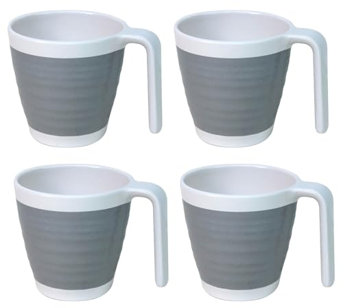 Outdoor Revolution Premium 4- Piece Melamine Camping Picnic Mug Set - Pastel Grey