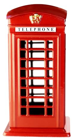 SAJAK London Red Telephone Box Money Box – British Phone Booth Piggy Bank Coin Jar – Metal Red Phone Kiosk Cash Safe – Unique London Souvenir Keepsake & Home Decoration Gift