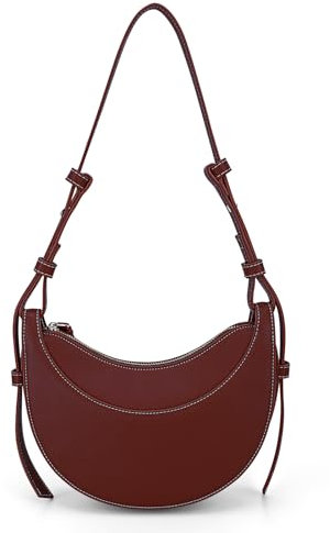 ACUYE Borsa a tracolla da donna, in pelle, a mezzaluna, borsa a tracolla per ravioli, borsa da donna sotto le ascelle, borsa a mezzaluna con tracolla regolabile, Rosso, 24.5cm