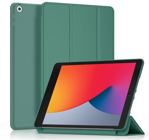 Coque pour iPad 9ème 2021/8ème 2020/7ème 2019,iPad 10,2 Pouces,Housse Étui avec Veille/Réveil Automatique pour iPad 9/8/7 (Vert)