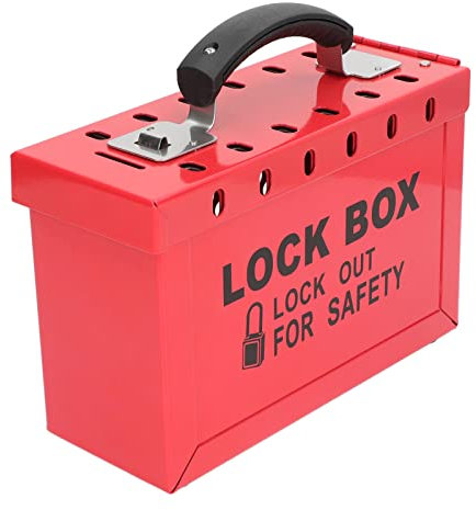 Lockout Tagout Box, Safety Padlock Rack Management Station Steel Plate Portable Group Lock with 12 Padlocks Slots Heavy Duty for Hasps Circuit Breakers High Temperature Spray