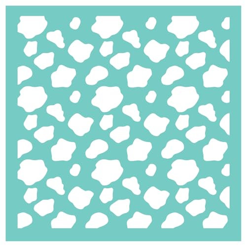 Briartw Siebdruck-Schablone mit Kuhmuster, wiederverwendbar, selbstklebend, Siebdruck, Schablone für Polymerton, Heimdekoration, Druck auf Holz, Stoff, Wand, Tassenteller, Glas, 30,5 x 30,5 cm