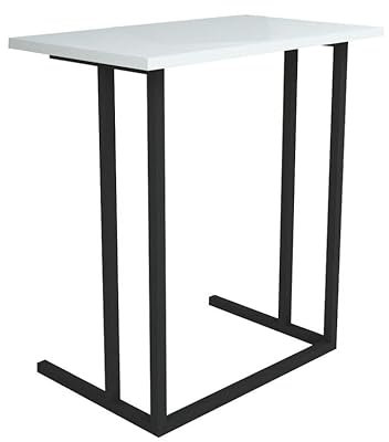 URBNLIVING Wood Laptop Table Portable C-Shape Computer Stand with Metal Legs, Ideal for Home Office Use, Providing Convenience and Style (White)