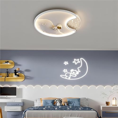 RuiRfh Deckenlampe Kreative Cartoon LED Kinderzimmerlampe Moderne dimmbare schwarze Astronauten-Deckenleuchte mit Fernbedienung geeignet für Schlafzimmer Arbeitszimmer Büro dekorative Beleuchtung(Colo