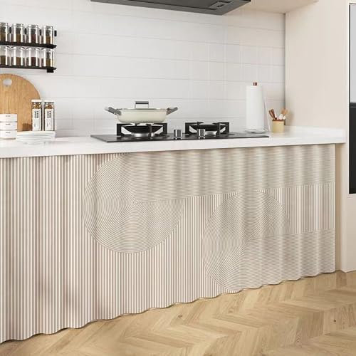 FUELIX Schrankvorhänge Für Küche, Schranktür Vorhang, Küche Vorhang, Kleiderschrank, Badezimmer, Privatsphäre Gardine, Staubdichter Vorhang Für Regale, Hängende Tür, Küchenschrank A19,W150*H70cm