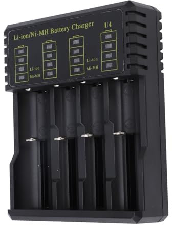 AAAA-Batterien Wiederaufladbar, Smart LED Universal USB 4 Steckplätze AAAA-Batterien Ladegerät AA AAA mit Ladeanzeige für Li Ion 26650 18500 18490 18350 17670 14500 10440