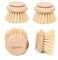 4 Pcs Replacement Head Eco-Friendly Bamboo Dish Brush with Handle, Natural Dish Scrubber Compostable & Sustainable, Kitchen Brush Cleaning Tool for Dishes, Pots and Pans