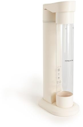 CREATE/SODA MAKER STUDIO/Máquina para hacer agua con gas 1L blanco roto/No incluye cilindros de CO2, carbonata en 4 pasos, botella libre de BPA, sin enchufes