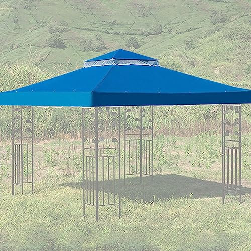 Toldo de repuesto para cenador de exterior, 3 x 3 m, tela de poliéster impermeable con ventilación superior, color azul, ideal para pérgola, patio, jardín y patio