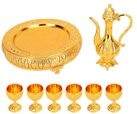 Tyenaza 6-teiliges Set, türkisches Kaffeekannen-Set, europäisches Wasser-Servierset, exquisites Vintage-Trinkbecher-Set im russischen Stil für den Esstisch zu Hause
