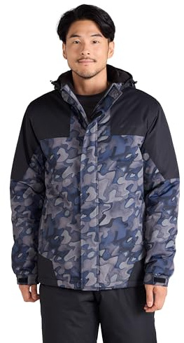 Mountain Warehouse Shadow Mens Printed Ski Jacket - Snowproof, Extra Warmth, Fleece Lined, Adjustable Hem, Cuff & Hood - Ideal Warm Clothing for Holidays