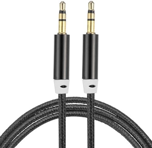 sourcing map Aux Cable 3.5mm Male to Male Nylon Braided Cord 5Ft 3 Pole Stereo Sound Auxiliary Cable Black for Earphones, Smart Phones, Home/Car Stereos, Speakers, Computers
