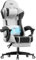 HLONONE Gaming Stuhl mit Massagefunktion, Ergonomischer Gamer Stuhl, Racing Gaming Sessel mit Fußstütze, Kopfstütze und Massage Lendenkissen, Gepolstert PC Stuhl, 150 kg Belastbarkeit, Schwarz-Weiß