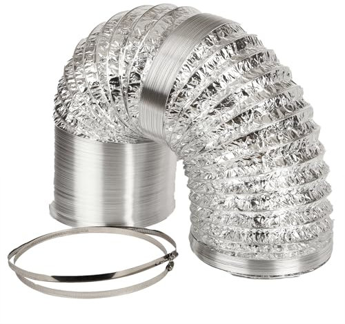 Flexible Aluminium Air Duct – Ventilation Foil Ducting for Extractor Fans, Hydroponics & Grow Rooms (300mm x 10m (12))