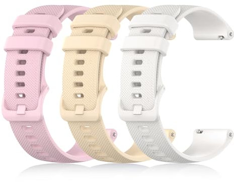 Lot de 3 Bracelet de Montre en Silicone 22mm, Remplacement Bracelet de Montre Étanche à Dégagement Rapide avec Boucle en Métal, Montres Bracelets Silicone pour Smartwatch Sport (Blanc/Jaune Pâle/Rose)