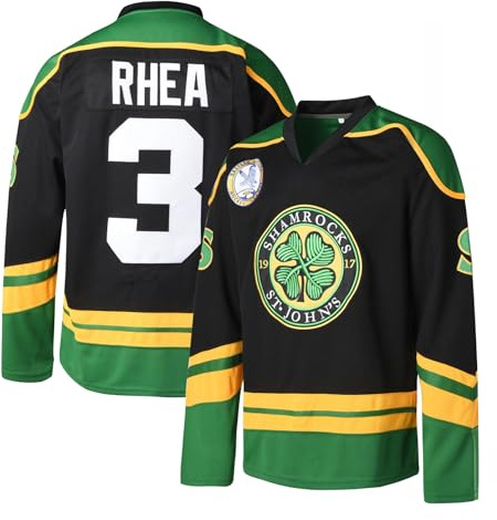 Maillot de hockey sur glace Ross The Boss #3 Rhea pour homme avec écusson EMHL, noir, Taille 3XL
