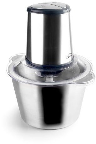 Lacor - 69544 - Hachoir électrique en acier inoxydable, 300 W, 2 vitesses, 4 lames, Détachable, Pour hacher et couper, Acier inoxydable 18/10, 2 litres