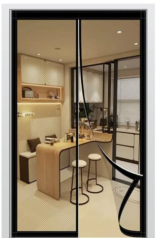 Magnet Fliegengitter Balkontür 149 x 192 cm mit Selbstklebendes Klettband Fliegengitter für Fenster Kinderleichte Klebemontage für Holz/Aluminium Türen Und Balkon, Schwarz