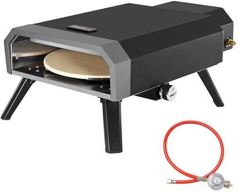 Royal Gourmet Pizzaofen Kompakt Gas-Pizzagrill inkl. Pizzastein 4 kW Gasofen mit Gasschlauch & Regler Backofen mit Klappbeinen für Outdoor Camping